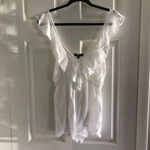 Kendall & Kylie White Romper w/ Ruffle | Beach